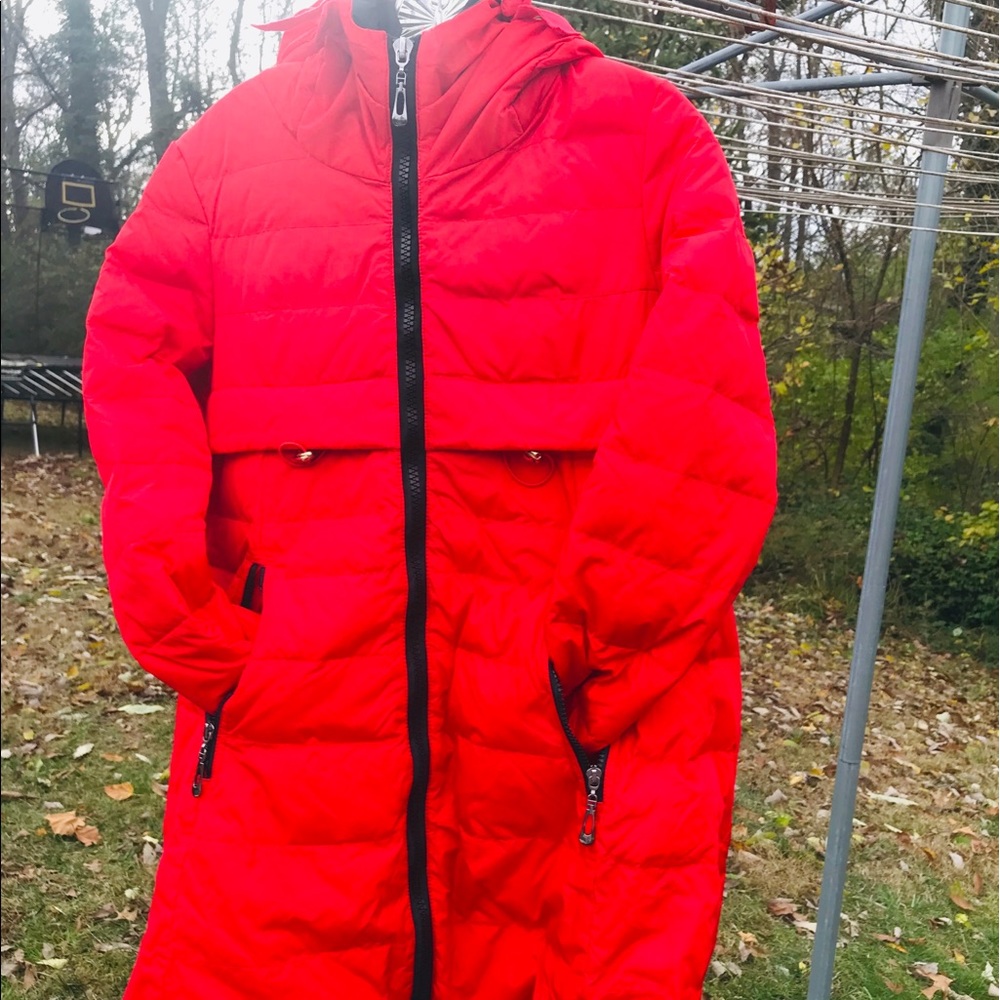 No Show Women’s Red Parka with Hood